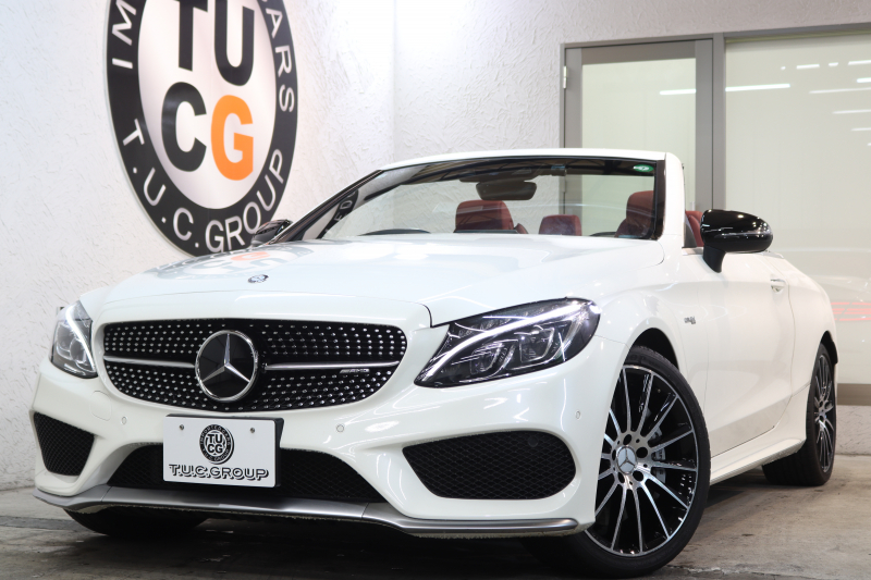 AMG Cクラス C43 4MATIC ｶﾌﾞﾘｵﾚ ﾚｰﾀﾞｰｾｰﾌﾃｨPKG　ｷｰﾚｽｺﾞｰ 赤本革 ｴｱｽｶｰﾌ 赤幌 ﾍｯﾄﾞｱｯﾌﾟD HDDﾅﾋﾞTV&ｷｬﾝｾﾗｰ BT音楽 ﾌﾞﾙﾒｽﾀｰ ﾊﾞｯｸｶﾒﾗ PTS LEDﾗｲﾄ AMG専用装備&ﾁｭｰﾆﾝｸﾞ ﾀﾞｰｸﾚｯﾄﾞｿﾌﾄﾄｯﾌﾟ 9AT　2年保証【期間限定在庫】