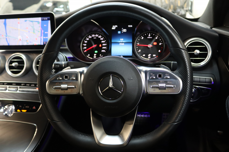 メルセデスベンツ Cクラス C220d AVG AMGﾗｲﾝ ﾚｰﾀﾞｰｾｰﾌﾃｨPKG　後期 MEｺﾈｸﾄ ｷｰﾚｽｺﾞｰ 黒革 HDDﾅﾋﾞTV ｽﾏﾎ連携 ﾊﾞｯｸｶﾒﾗ PTS LEDﾗｲﾄ AMGｴｱﾛ&18AW ﾀﾞｲﾅﾐｯｸS 9AT　2年保証