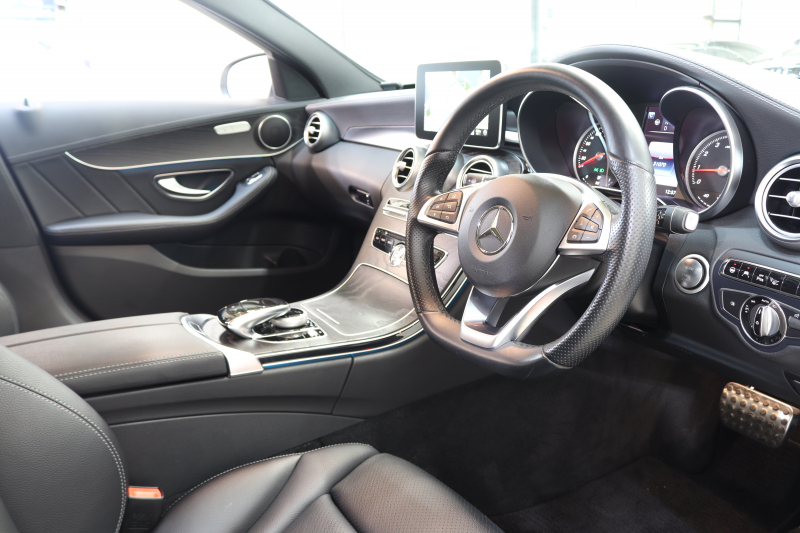 メルセデスベンツ Cクラス C200ｽﾃｰｼｮﾝﾜｺﾞﾝ ｽﾎﾟｰﾂ ﾚｰﾀﾞｰｾｰﾌﾃｨPKG　黒革 ﾍｯﾄﾞｱｯﾌﾟD HDDﾅﾋﾞTV&ｷｬﾝｾﾗｰ BT音楽 ﾊﾞｯｸｶﾒﾗ PTS LEDﾗｲﾄ 自動Rｹﾞｰﾄ AMGｴｱﾛ&18AW ﾀﾞｲﾅﾐｯｸS ｴｱｻｽ 7AT　2年保証