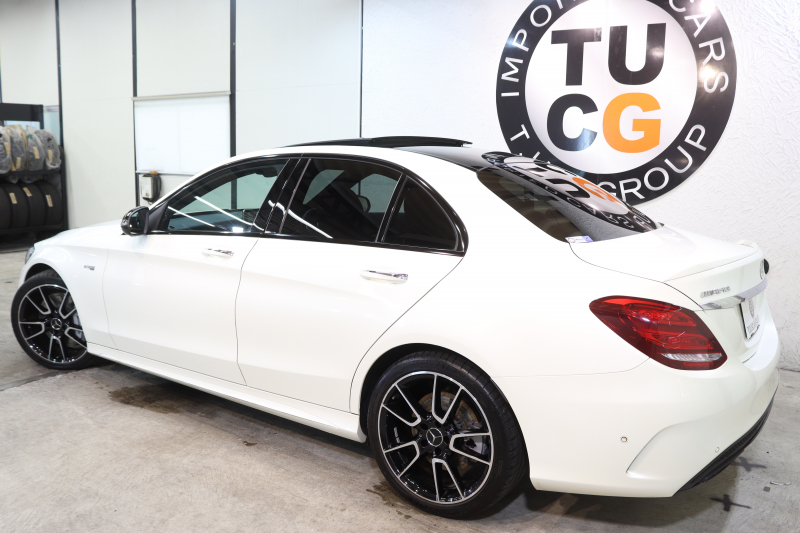 AMG Cクラス C43 4MATIC ｴｸｽｸﾙｰｼﾌﾞ&ﾚｰﾀﾞｰｾｰﾌﾃｨPKG　1ｵｰﾅｰ ｷｰﾚｽｺﾞｰ 赤本革 ﾊﾟﾉﾗﾏSR ﾍｯﾄﾞｱｯﾌﾟD HDDﾅﾋﾞTV BT音楽 ﾌﾞﾙﾒｽﾀｰ ﾊﾞｯｸｶﾒﾗ PTS LEDﾗｲﾄ 自動ﾄﾗﾝｸ ﾊﾝｽﾞﾌﾘｰA AMG専用装備&ﾁｭｰﾆﾝｸﾞﾀﾞｲﾅﾐｯｸS 9AT　2年保証