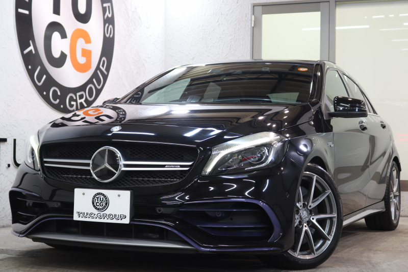 AMG Aクラス A45 4MATIC AMGｱﾄﾞﾊﾞﾝｽﾄﾞ&ﾚｰﾀﾞｰｾｰﾌﾃｨPKG　後期 ｷｰﾚｽｺﾞｰ 黒本革 ﾊﾟﾉﾗﾏSR HDDﾅﾋﾞTV BT音楽 harman/kardon ﾊﾞｯｸｶﾒﾗ PTS LEDﾗｲﾄ AMG専用装備&ﾁｭｰﾆﾝｸﾞﾀﾞｲﾅﾐｯｸS 7AT　2年保証