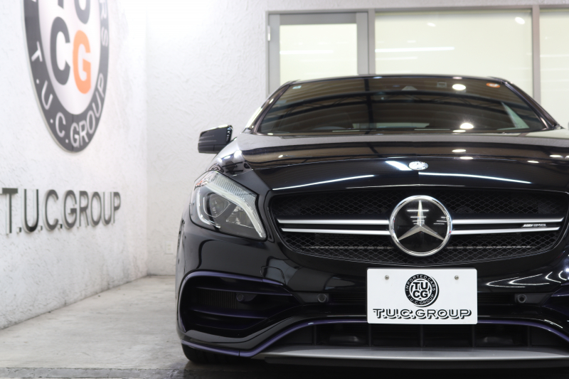 AMG Aクラス A45 4MATIC AMGｱﾄﾞﾊﾞﾝｽﾄﾞ&ﾚｰﾀﾞｰｾｰﾌﾃｨPKG　後期 ｷｰﾚｽｺﾞｰ 黒本革 ﾊﾟﾉﾗﾏSR HDDﾅﾋﾞTV BT音楽 harman/kardon ﾊﾞｯｸｶﾒﾗ PTS LEDﾗｲﾄ AMG専用装備&ﾁｭｰﾆﾝｸﾞﾀﾞｲﾅﾐｯｸS 7AT　2年保証