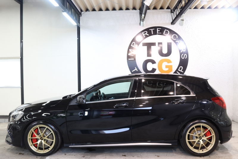 AMG Aクラス A45 4MATIC ﾚｰﾀﾞｰｾｰﾌﾃｨPKG　後期 ｷｰﾚｽｺﾞｰ 黒本革 HDDﾅﾋﾞTV ｽﾏﾎ連携 ﾊﾞｯｸｶﾒﾗ PTS LEDﾗｲﾄ AMG専用装備&ﾁｭｰﾆﾝｸﾞ ﾀﾞｲﾅﾐｯｸS BBS18AW 7AT　2年保証
