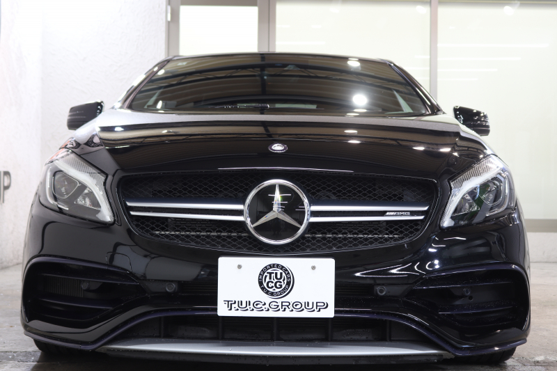 AMG Aクラス A45 4MATIC ﾚｰﾀﾞｰｾｰﾌﾃｨPKG　後期 ｷｰﾚｽｺﾞｰ 黒本革 HDDﾅﾋﾞTV ｽﾏﾎ連携 ﾊﾞｯｸｶﾒﾗ PTS LEDﾗｲﾄ AMG専用装備&ﾁｭｰﾆﾝｸﾞ ﾀﾞｲﾅﾐｯｸS BBS18AW 7AT　2年保証