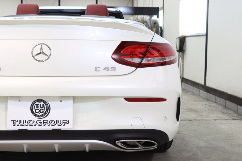 AMG Cクラス C43 4MATIC ｶﾌﾞﾘｵﾚ ﾚｰﾀﾞｰｾｰﾌﾃｨPKG　ｷｰﾚｽｺﾞｰ 赤本革 ｴｱｽｶｰﾌ ﾍｯﾄﾞｱｯﾌﾟD HDDﾅﾋﾞTV BT音楽 ﾌﾞﾙﾒｽﾀｰ ﾊﾞｯｸｶﾒﾗ PTS LEDﾗｲﾄ AMG専用装備&ﾁｭｰﾆﾝｸﾞﾀﾞｲﾅﾐｯｸS 赤幌 9AT　2年保証