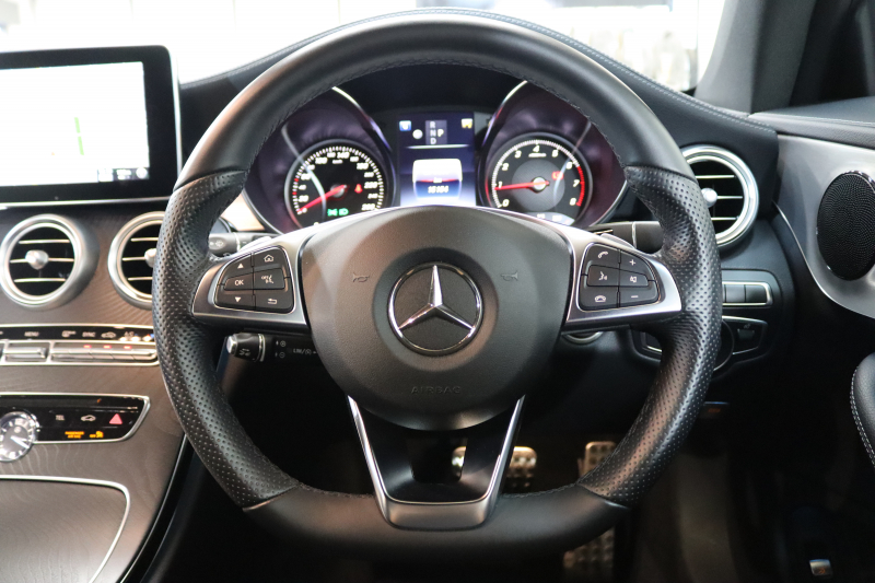 メルセデスベンツ Cクラス C180ｸｰﾍﾟ ｽﾎﾟｰﾂ ﾚｰﾀﾞｰｾｰﾌﾃｨPKG　ｷｰﾚｽｺﾞｰ 黒革 HDDﾅﾋﾞTV BT音楽 ﾊﾞｯｸｶﾒﾗ PTS LEDﾗｲﾄ AMGｴｱﾛ&18AW ﾀﾞｲﾅﾐｯｸS 9AT　2年保証