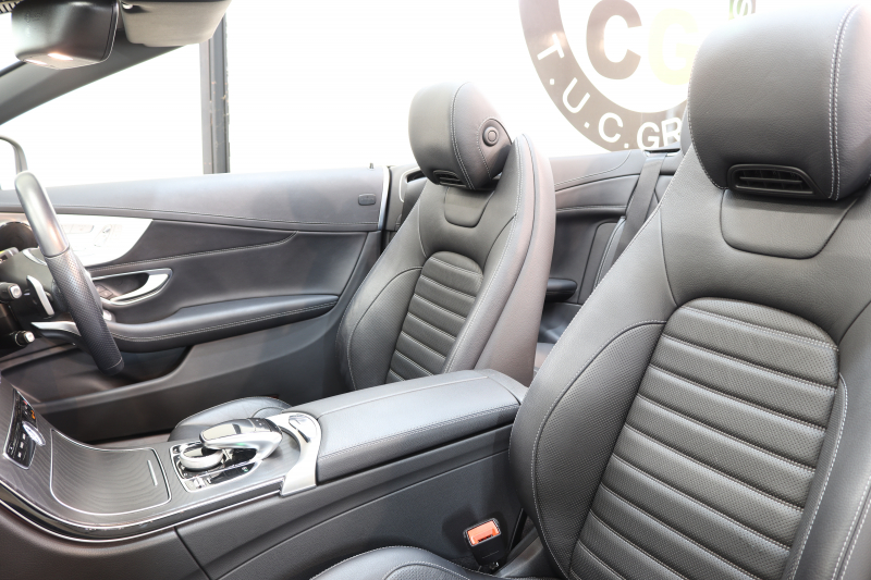 メルセデスベンツ Cクラス C180ｶﾌﾞﾘｵﾚ ｽﾎﾟｰﾂ ﾚｻﾞｰｴｸｽｸﾙｰｼﾌﾞ&ﾚｰﾀﾞｰｾｰﾌﾃｨPKG　ｷｰﾚｽｺﾞｰ 黒本革 ｴｱｽｶｰﾌ HDDﾅﾋﾞTV BT音楽 ﾊﾞｯｸｶﾒﾗ PTS LEDﾗｲﾄ AMGｴｱﾛ&19AW ﾀﾞｲﾅﾐｯｸS 黒幌 9AT　2年保証