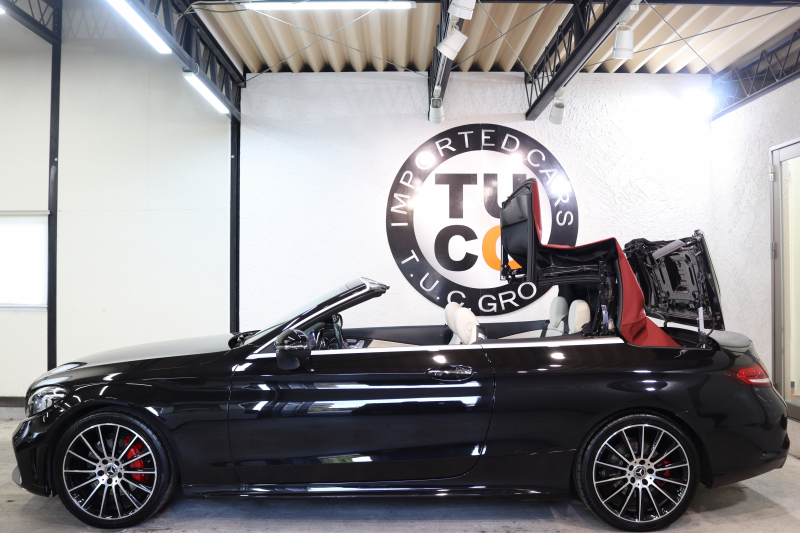 メルセデスベンツ Cクラス C180ｶﾌﾞﾘｵﾚ ｽﾎﾟｰﾂ ﾚｻﾞｰｴｸｽｸﾙｰｼﾌﾞ&ﾚｰﾀﾞｰｾｰﾌﾃｨPKG　後期 MEｺﾈｸﾄ ｷｰﾚｽｺﾞｰ 白本革 赤幌 ｴｱｽｶｰﾌ ﾍｯﾄﾞｱｯﾌﾟD HDDﾅﾋﾞTV ｽﾏﾎ連携 ﾊﾞｯｸｶﾒﾗ PTS LEDﾗｲﾄ AMGｴｱﾛ&19AW ｴｱｻｽ ﾀﾞｲﾅﾐｯｸS 9AT　2年保証