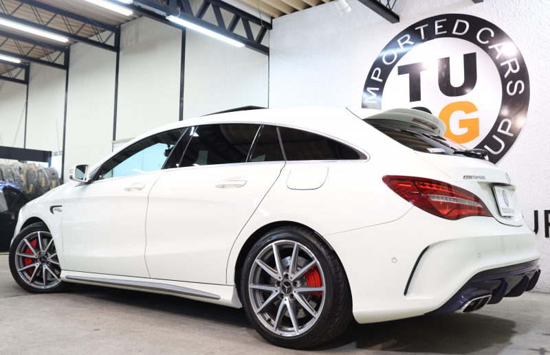 AMG CLAクラス CLA45 4MATIC ｼｭｰﾃｨﾝｸﾞﾌﾞﾚｰｸ ﾚｰﾀﾞｰｾｰﾌﾃｨPKG　後期 ｷｰﾚｽｺﾞｰ 黒本革 ﾊﾟﾉﾗﾏSR HDDﾅﾋﾞTV&ｷｬﾝｾﾗｰ ｽﾏﾎ連携 ﾊﾞｯｸｶﾒﾗ PTS LEDﾗｲﾄ 自動Rｹﾞｰﾄ ﾊﾝｽﾞﾌﾘｰA AMG専用装備&ﾁｭｰﾆﾝｸﾞ ﾊﾟﾅﾒﾘｶｰﾅｸﾞﾘﾙ 7AT　2年保証