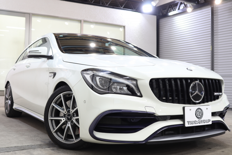 AMG CLAクラス CLA45 4MATIC ｼｭｰﾃｨﾝｸﾞﾌﾞﾚｰｸ ﾚｰﾀﾞｰｾｰﾌﾃｨPKG　後期 ｷｰﾚｽｺﾞｰ 黒本革 ﾊﾟﾉﾗﾏSR HDDﾅﾋﾞTV&ｷｬﾝｾﾗｰ ｽﾏﾎ連携 ﾊﾞｯｸｶﾒﾗ PTS LEDﾗｲﾄ 自動Rｹﾞｰﾄ ﾊﾝｽﾞﾌﾘｰA AMG専用装備&ﾁｭｰﾆﾝｸﾞ ﾊﾟﾅﾒﾘｶｰﾅｸﾞﾘﾙ 7AT　2年保証