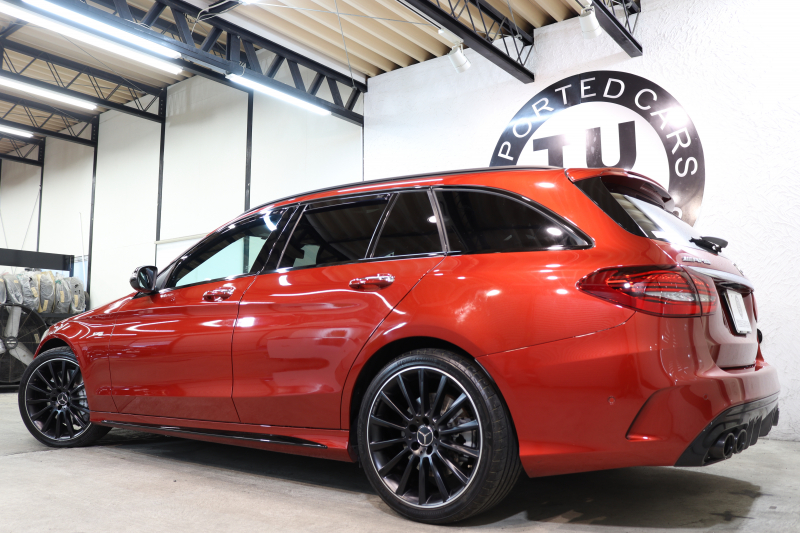 AMG Cクラス C43 4MATIC ｽﾃｰｼｮﾝﾜｺﾞﾝ ﾚｰﾀﾞｰｾｰﾌﾃｨPKG　後期 ｷｰﾚｽｺﾞｰ 黒本革 ﾊﾟﾉﾗﾏSR ﾍｯﾄﾞｱｯﾌﾟD HDDﾅﾋﾞTV ｽﾏﾎ連携 ﾌﾞﾙﾒｽﾀｰ ﾊﾞｯｸｶﾒﾗ PTS LEDﾗｲﾄ 自動Rｹﾞｰﾄ ﾊﾝｽﾞﾌﾘｰA AMG専用装備&ﾁｭｰﾆﾝｸﾞ 9AT　2年保証