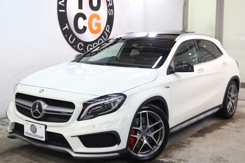 AMG CLAクラス GLA45 4MATIC ﾚｰﾀﾞｰｾｰﾌﾃｨPKG　中期 ｷｰﾚｽｺﾞｰ 黒本革 ﾊﾟﾉﾗﾏSR HDDﾅﾋﾞTV ｽﾏﾎ連携 ﾊﾞｯｸｶﾒﾗ PTS ｷｾﾉﾝﾗｲﾄ 自動Rｹﾞｰﾄ AMG専用装備&ﾁｭｰﾆﾝｸﾞ 7AT　2年保証
