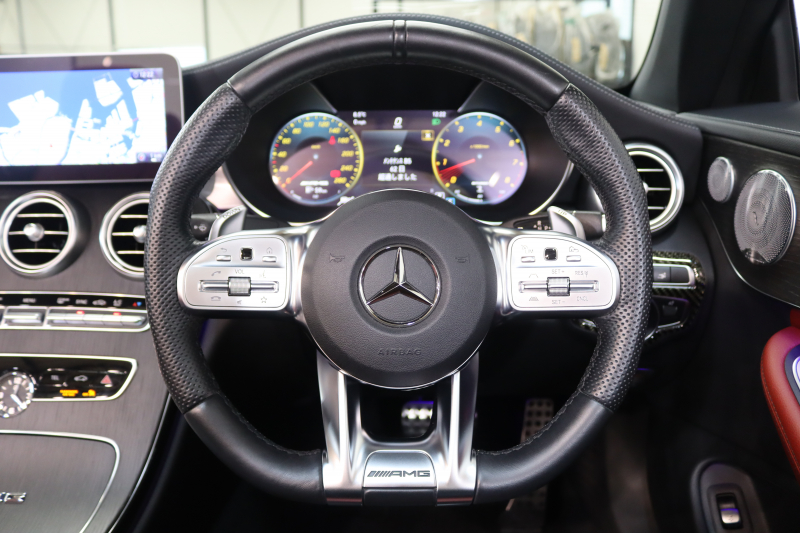 AMG Cクラス C43 4MATIC ｶﾌﾞﾘｵﾚ ﾚｰﾀﾞｰｾｰﾌﾃｨPKG　後期 赤本革 ｴｱｽｶｰﾌ ﾍｯﾄﾞｱｯﾌﾟD HDDﾅﾋﾞTV ｽﾏﾎ連携 ﾌﾞﾙﾒｽﾀｰ ﾊﾞｯｸｶﾒﾗ PTS LEDﾗｲﾄ AMG専用装備&ﾁｭｰﾆﾝｸﾞﾀﾞｲﾅﾐｯｸｾﾚｸﾄ 赤幌 9AT　2年保証