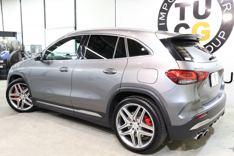 AMG GLA GLA45S 4MATIC+ ﾚｰﾀﾞｰｾｰﾌﾃｨPKG　現行 ｷｰﾚｽｺﾞｰ 灰/黒本革 ﾊﾟﾉﾗﾏSR MBUXﾅﾋﾞTV BT音楽 360ｶﾒﾗ PTS LEDﾗｲﾄ ﾊﾝｽﾞﾌﾘｰA AMG専用装備&ﾁｭｰﾆﾝｸﾞ ﾜｲﾔﾚｽ充電 8AT 希少色ﾏｳﾝﾃﾝｸﾞﾚｰ　2年保証