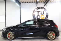 AMG Aクラス A45 4MATIC ﾚｰﾀﾞｰｾｰﾌﾃｨPKG　後期 ｷｰﾚｽｺﾞｰ 黒本革 HDDﾅﾋﾞTV ｽﾏﾎ連携 ﾊﾞｯｸｶﾒﾗ PTS LEDﾗｲﾄ AMG専用装備&ﾁｭｰﾆﾝｸﾞ ﾀﾞｲﾅﾐｯｸS BBS18AW 7AT　2年保証